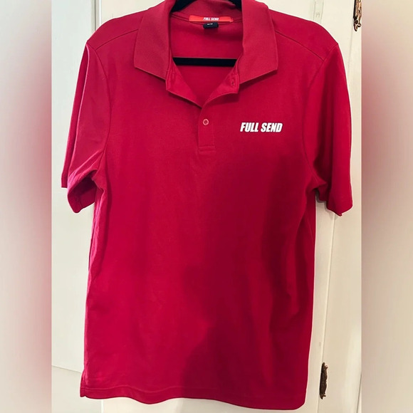 FULL SEND SIZE MEDIUM Color RED Short Sleeve Shirt Men Polo - Picture 1 of 4